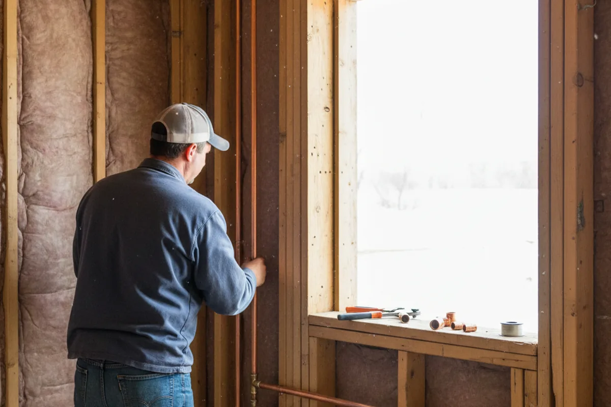 Licensed plumber running new copper supply lines in a Lairdsville home