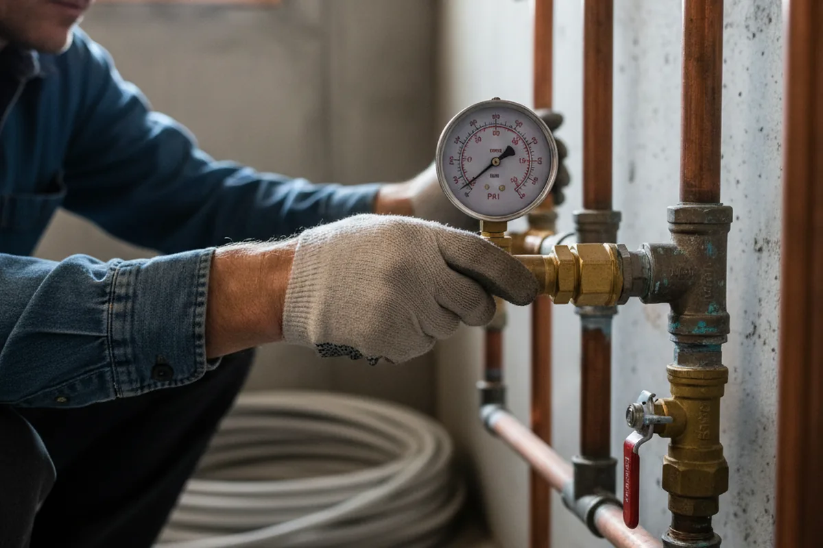 Pressure testing a repaired line during Water Line Repair in Lairdsville
